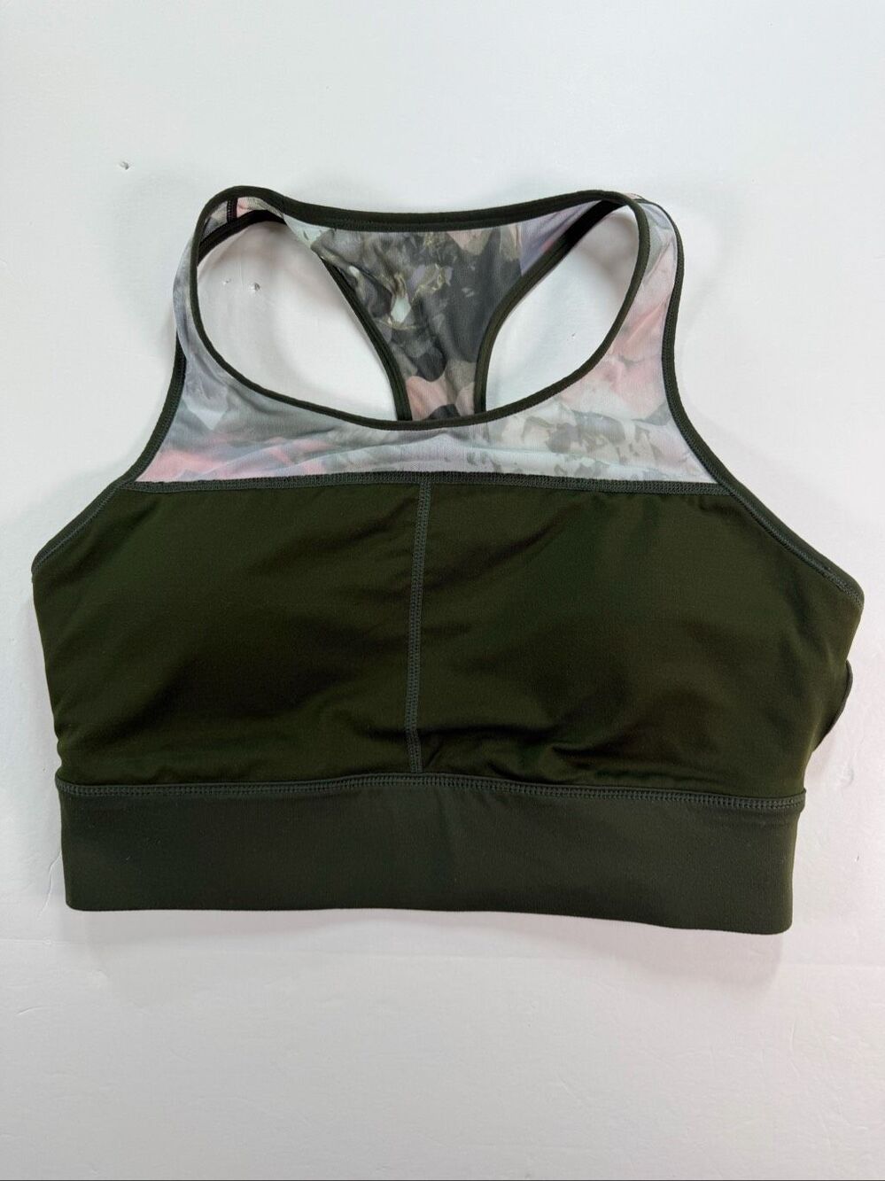 Fabletics Marcia Sports Bra Olive Secret Garden Floral Mesh Size L? Missing Tag - Picture 7 of 9